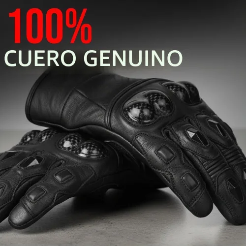 Vista 4 de Guantes de piel de anilina de vaca para motocicleta de hombre con control deslizante