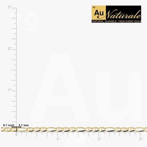 Vista 4 de Au Naturale Collar de cadena de eslabones Ficonucci de oro amarillo macizo de 14 quilates de 0.122 in para hombres y mujeres (18, 20 o 24 pulgadas)