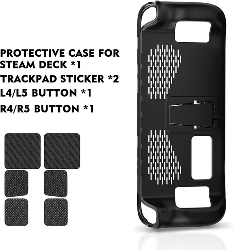 Vista 7 de Mozuper - Funda protectora para plataforma de vapor protector de TPU con soporte plegable y accesorios de calcomanías de panel táctil a prueba