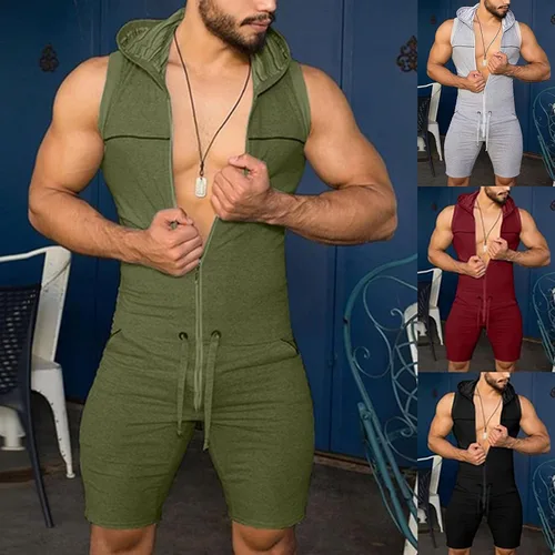 Vista 6 de Panegy Mono deportivo de una pieza sin mangas para hombre, talla grande