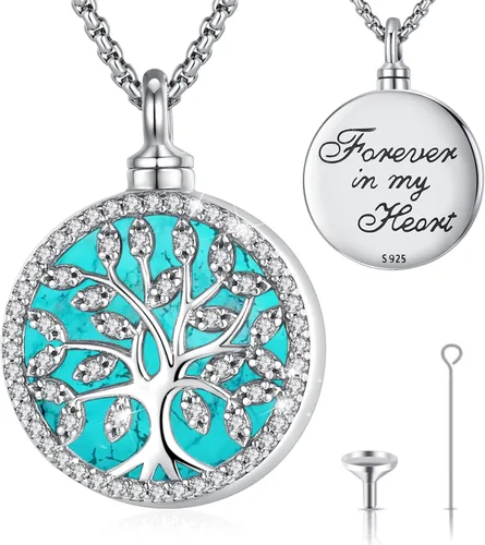 Vista 12 de Eusense Tree of Life for Ashes Urn Necklace Cremation Jewelry Oro