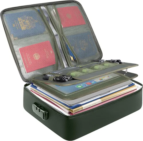 Vista 14 de BALEINE Caja de Documentos Ignífuga con Cerradura, Bolsa de Documentos Ignífuga Portátil Impermeable Cajas de Archivos Ignífugas para Documentos
