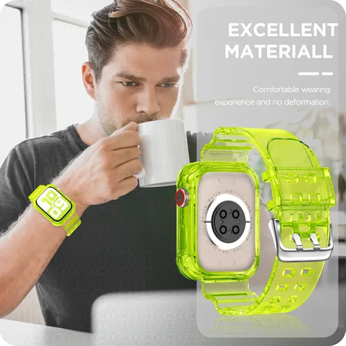 Vista 182 de DABAOZA - Correa transparente compatible con Apple Watch con estuche protector, correa deportiva de TPU con brillo para mujeres y hombres