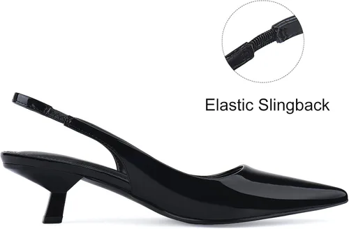 Vista 5 de JENN ARDOR Tacones de gatito cerrados para mujer, con puntera puntiaguda, elásticos, tacones bajos sexys, para novia, boda, invitada de graduación