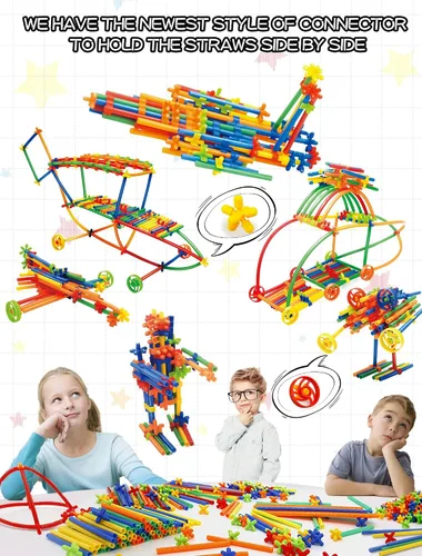 Vista 4 de 600 juguetes de construcción STEM, juguetes de constructor de paja, juegos de construcción de ingeniería de grado superior para niños, desarrolla
