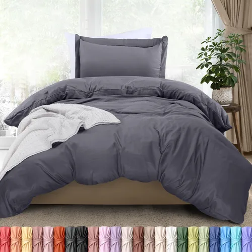 Vista 55 de Utopia Bedding Juego de funda de edredón tamaño individual - 2 piezas con cierre de cremallera - 1 funda de edredón 68X90 pulgadas y 1 funda de Beige