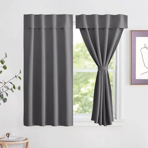 Vista 10 de NICETOWN Biscotti - Cortinas opacas para puerta francesa, color beige, 72 pulgadas de largo Cortina de ventana portátil de granja autoadhesiva