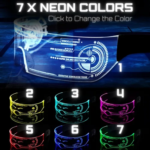 Vista 3 de 2 pares de lentes de sol futuristas Gafas LED para fiestas Gafas de sol con luz LED para hombres y mujeres Gafas de sol LED para fiestas