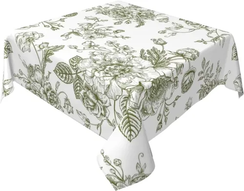 Vista 38 de BETGINY - Mantel cuadrado floral azul de 54 x 54 pulgadas, mantel decorativo de estilo chinoiserie con flores, tela rústica lavable para granja