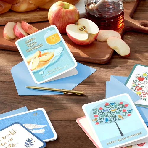 Vista 2 de Hallmark Tree of Life Rosh Hashanah - Surtido de tarjetas, paz en nuestros corazones (24 tarjetas con sobres)