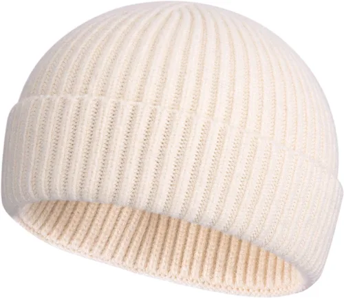 Vista 8 de ROYBENS Swag Wool Knit Cuff Short Fisherman Beanie for Men Women Winter Hat 1 albaricoque