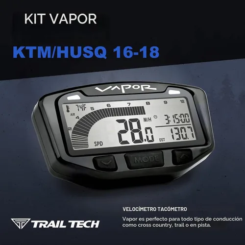 Vista 2 de Trail Tech 752-111 Kit de medidor de tacómetro digital de vapor, KTM Husqvarna 250 350 450 2016-2019