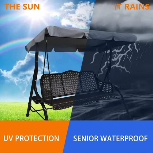 Vista 13 de Toldo de repuesto para silla columpio, funda de asiento de jardín de 2 plazas, impermeable, resistente al viento, anti-UV, resistente, a prueba