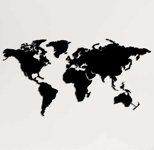 Vista 10 de DEKADRON Arte de pared de metal, mapa del mundo de metal, continentes de Asia, Europa, América y Australia, decoración de pared de metal, letrero