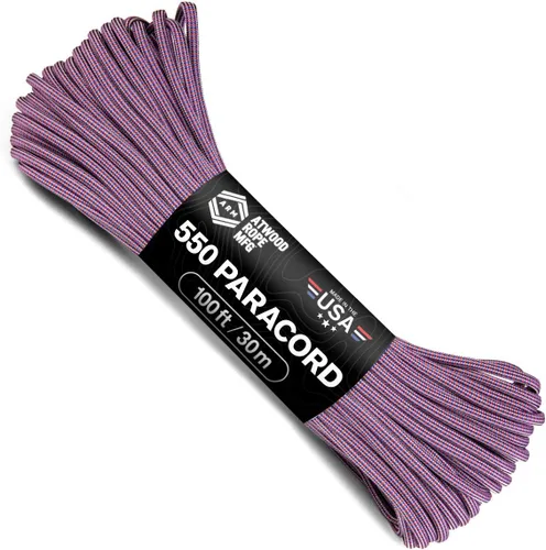 Vista 25 de Atwood Rope MFG Cuerda de paracaídas de nailon 550 que cambia de color, 100 pies, 7 hebras, equipo de supervivencia exterior, fabricado en Estados