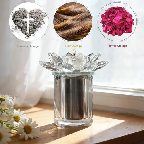 Vista 6 de Urnas de recuerdo para cenizas humanas, urnas pequeñas de cristal, urna de recuerdo de cremación para fotos con velas compartidas cenizas, mini urna