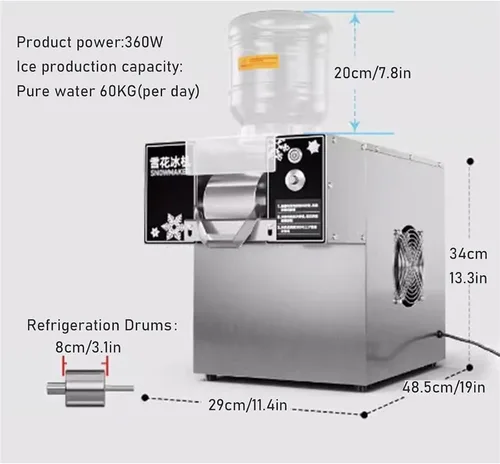 Vista 6 de Snowflake Ice Maker Machine, Automatic Electric Ice Shaved Machine, Food-Grade Stainless Steel Material Slushie Machine For Home, Parties, Food