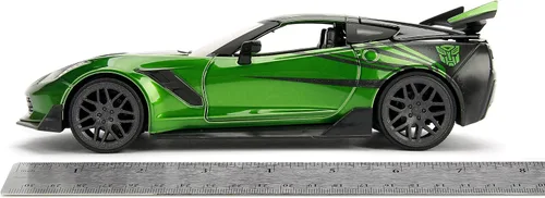 Vista 4 de Auto Chevy Corvette de metal fundido del personaje Crosshairs de la película Transformers, línea Metals