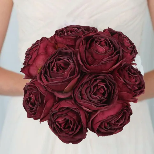 Vista 4 de IPOPU 25 cabezas de rosas artificiales, 25 cabezas de flores de seda secas a granel, flores de seda burdeos para ramo artificial, cabezas de flores