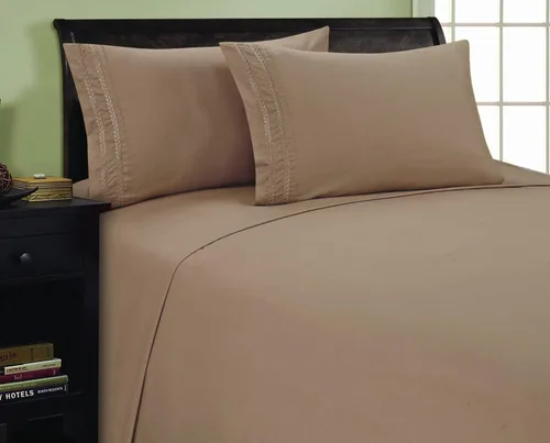 Vista 5 de Elegant Comfort 1800 Premier Chain Design - Juego de sábanas de 4 piezas, lujoso, sedoso, suave, resistente a las arrugas y a la decoloración