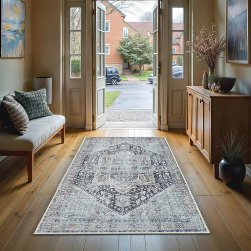 Vista 105 de GLN Rugs Bohemian - Troy - Alfombra de felpilla lavable a máquina, bohemio, lavable, antideslizante, alfombra de área de felpilla de pelo bajo
