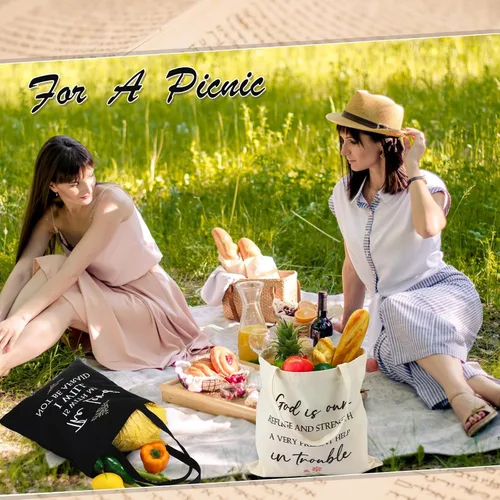 Vista 5 de Locmeo 12 bolsas de regalo cristianas para mujeres, bolsas de mano con versículos de la Biblia, regalo inspirador estético de las escrituras