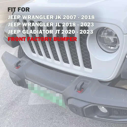 Vista 7 de Cubiertas de gancho de remolque de parachoques negro de fábrica Phamyor Compatibles con Jeep Wrangler JK JL y Gladiator JT 2007-2023