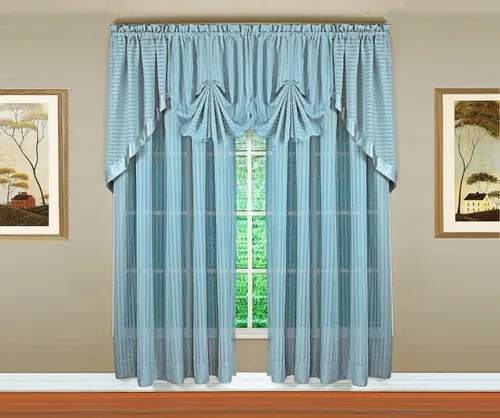 Vista 9 de Today's Curtain, Inserción de Abanico de Cortina de Rayas Silueta Translúcida, Azul, 30" x 76.2 cm de ancho x 101.6 cm de largo