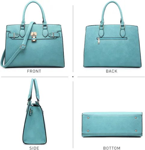 Vista 2 de Bolso de mano de avestruz para mujer bolso de hombro con asa superior juego de 2 piezas