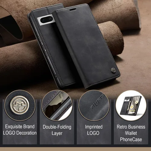 Vista 7 de Kowauri Funda para Google Pixel 7A, diseño clásico de cuero con cierre magnético, con ranura para tarjetero, a prueba de golpes, funda protectora