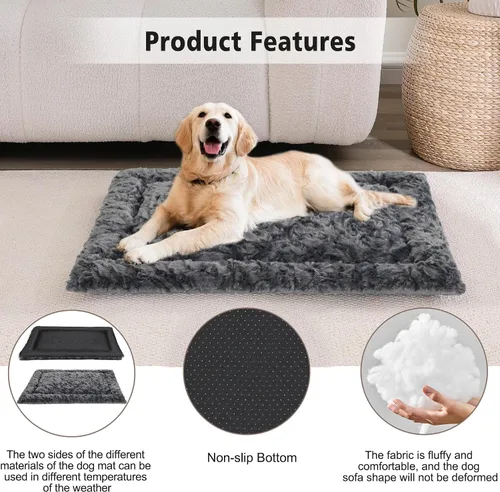 Vista 3 de Paquete de 2 camas para perros grandes, medianos y pequeños, cama rectangular reversible para perros, sofá cama ortopédica lavable y duradera