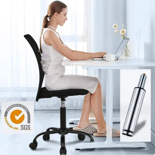 Vista 7 de BLKMTY Silla de oficina en casa, sillas de escritorio pequeñas sin brazos, sillas básicas de computadora de malla con respaldo medio, altura