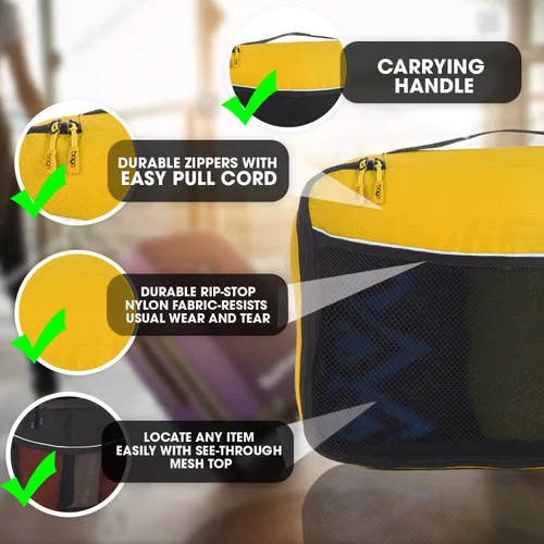 Vista 8 de Bago Cubos de embalaje para maletas y bolsas de viaje, juego de 7 bolsas organizadoras de equipaje y maleta, cubos de compresión para organizador