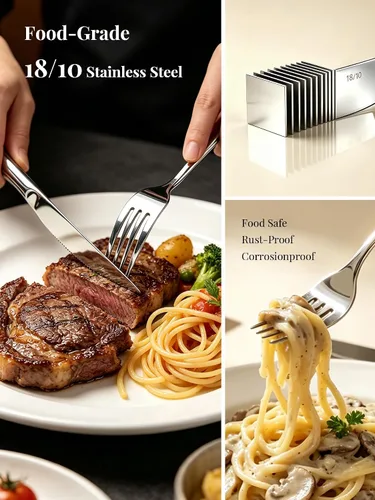 Vista 4 de Moderno juego de cubiertos para 4 cubiertos de alta calidad, 20 piezas, acero inoxidable 18/10, pulido con buen peso, utensilios para la cocina