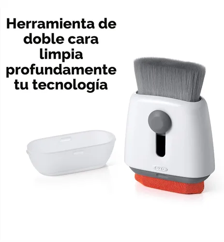 Vista 2 de OXO Limpiador para portátiles Good Grips Sweep & Swipe Almohadilla de microfibra y cepillo suave, elimina manchas y polvo, ideal para pantallas