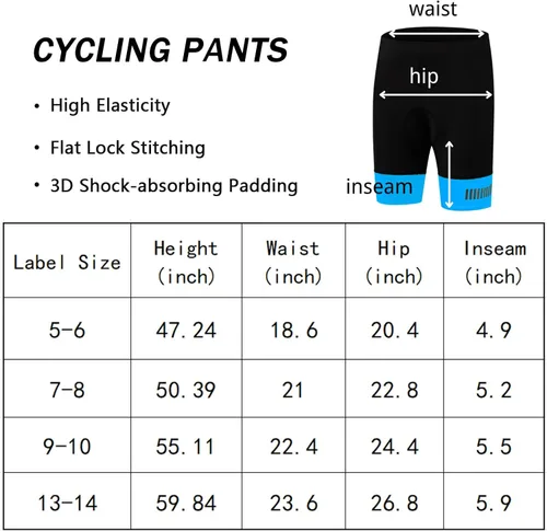 Vista 4 de KID1234 Pantalones de ciclismo para niños, pantalones cortos acolchados 3D, pantalones cortos de ciclismo para niñas, pantalones cortos negros