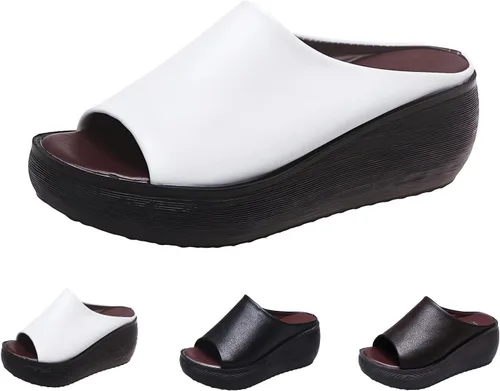 Vista 7 de Sandalias ortopédicas de verano 2024 cómodas sandalias ortopédicas de cuero con plataforma elegante y soporte de arco