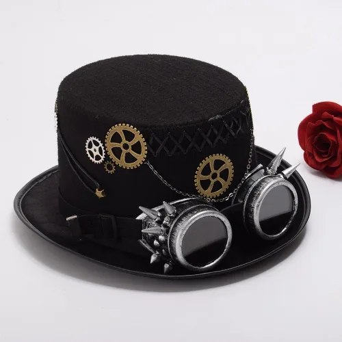 Vista 2 de GRACEART Sombreros unisex steampunk con gafas para mujeres y hombres