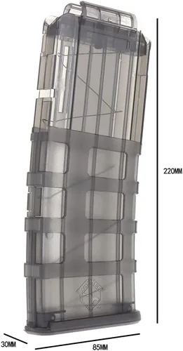 Vista 3 de WORKER Revista táctica estilo Magpul de 12 dardos para Nerf N-Strike Elite y Nerf Modify Toy (negro transparente)
