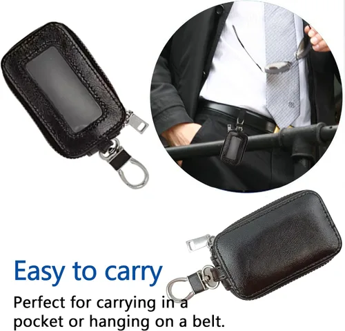 Vista 4 de Funda para Llave de Coche Universal Premium Funda para Llave de Coche de Cuero Genuino, Funda para Llave Inteligente de Coche con Cordón y Cierre
