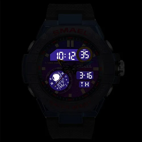 Vista 7 de Reloj de hombre para hombre, reloj deportivo de cuarzo, resistente al agua, relojes digitales militares, doble hora y cronómetro, reloj despertador