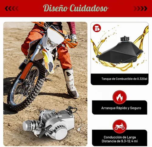Vista 4 de Kit de motor de 2 tiempos de 49 cc, motor de arranque manual mini para mini bicicleta de bolsillo, mini bicicleta de tierra, ATV o patinete