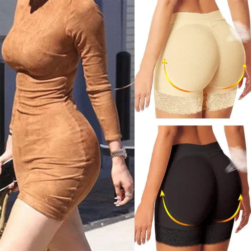 Vista 4 de HelloTem Ropa interior sin costuras para mujer, realzador de glúteos, acolchado, realzador de cadera, ropa