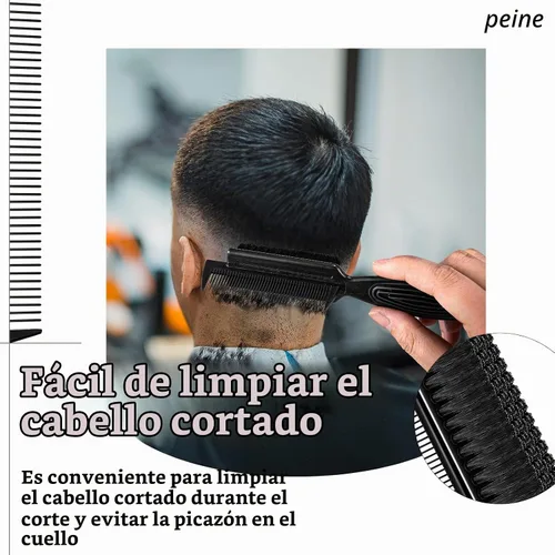 Vista 5 de Rozer 4 piezas de cepillo de peluquero 2 en 1 peine para limpieza de cortaúñas – Herramienta de cepillo de pelo de grado barbero para peluqueros