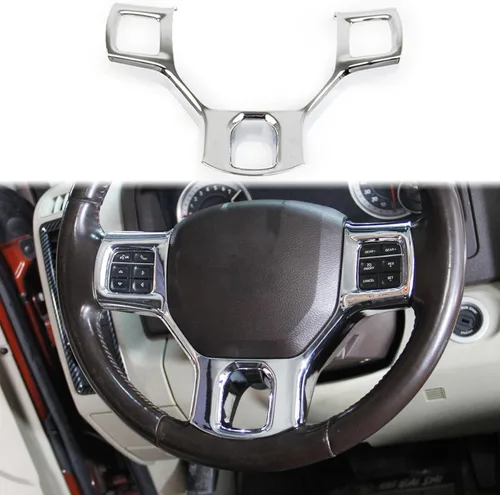Vista 6 de Cubierta interior del volante para Dodge RAM 1500 2500 3500 2011-2018 accesorios (patrón de fibra de carbono)