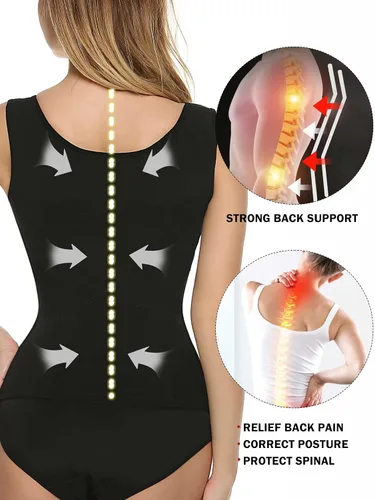 Vista 4 de Ekouaer Corsé de cintura para mujer bajo el busto, moldeador de cuerpo con huesos de acero, quemador de grasa abdominal S-4XL
