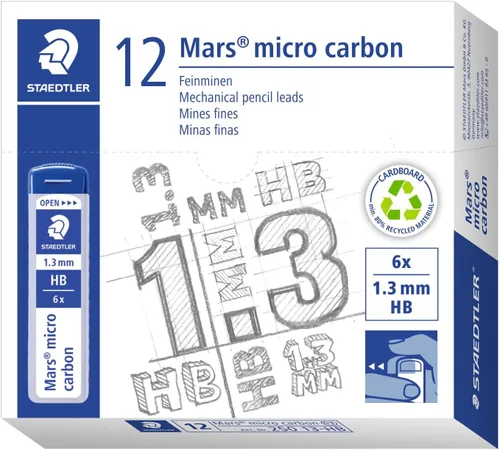 Vista 8 de Staedtler Micro Mars - Lápiz mecánico de carbono, 0.020 in, HB, 2.362 in x 12 (250 05 HB)