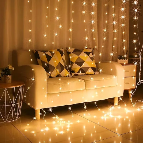 Vista 6 de Moobibear - Cadena de luces de hadas de 33 pies con 100 LED, impermeables, con enchufe y 8 modos de iluminación - Decoración para interiores