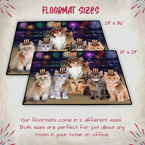 Vista 6 de Doggie of the Day Siberian Cats Floor Mat - 4th of July Independence Day - Best Dog Doormat - Protector Decor - Unique Portrait Art - Premium
