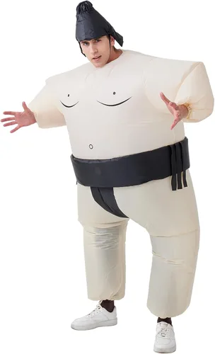 Vista 2 de Inflatable Sumo Costume for Adult, Blow Up Wrestling Suit Halloween Negro